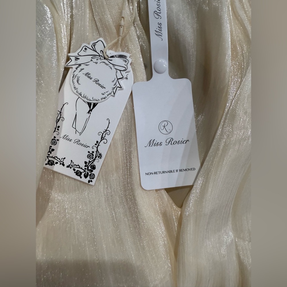 Miss Rosier EUGÉNIE NEUTRAL FULLY PLEATED RUFFLED MINI DRESS XS NWT - Picture 9 of 16